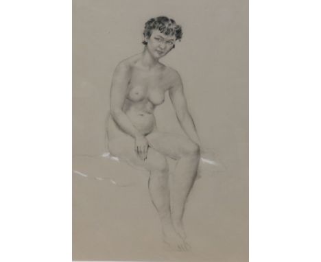 Victorian pencil and wash portrait of a lady, 45 x 30cm and a later nude study