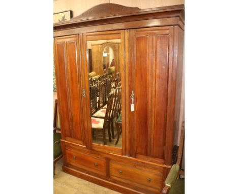 An Edwardian walnut wardrobe, H.210cm
