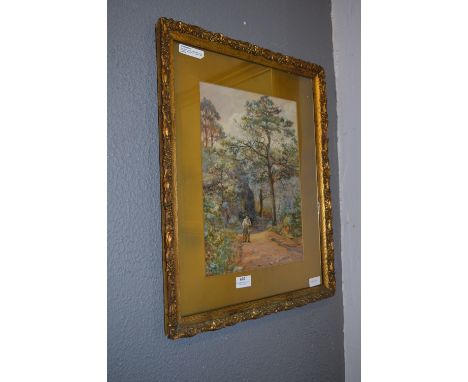 Framed Water Colour - Stick Gatherer  Signed Amy Dora Percy 