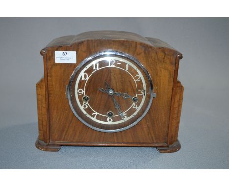 Walnut Cased Mantel Clock with West Minster Chimes 