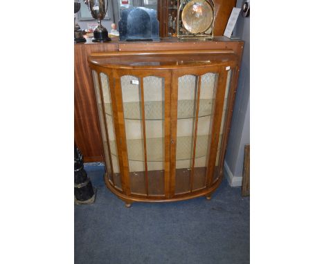 Walnut Bow Front Display Cabinet 