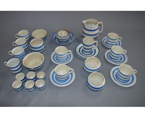 Quantity of Blue & White Stripe Cornish Ware Style Tea & Dinner Ware 
