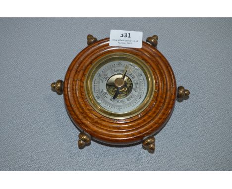Small Oak Ship Wheel Barometer