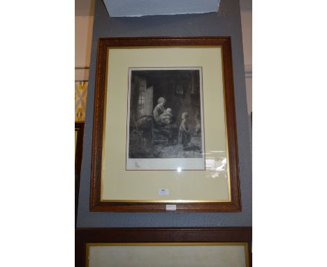 Oak Framed Print - Mother & Children 