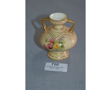 Small Royal Worcester Floral Painted Vase 