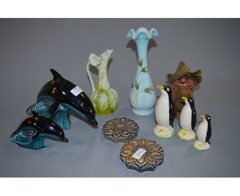 Poole Dolphins, Victorian Glass Painted Glass Vases, Norwegian Troll, etc.