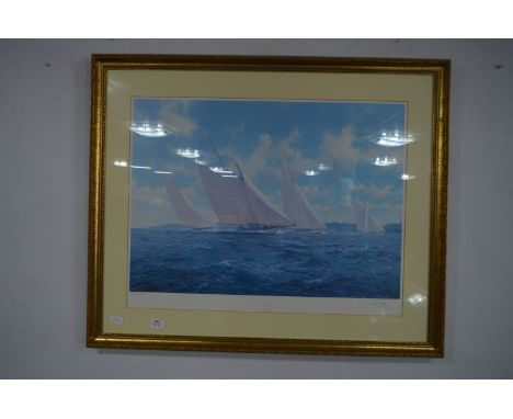 Artist Proof Print - The Big Class Sailing Boats, Signed J. Steven Dews 