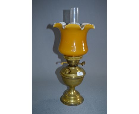 Brass Oil Lamp with Shade and Flute 