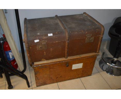 Tin Trunk and Brown Rexine Travel Trunk 