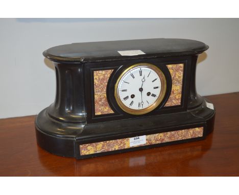 Black Slate & Marble Effect Mantel Clock with Japy Freres Movement 