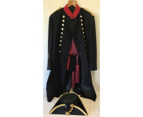 Chelsea Hospital - Royal Corps of Invalids uniform. Assistant Sgt. Major's frock coat, crimson sash, trousers and tri-corn ha