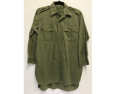 WWII US Army green herringbone twill utility shirt jacket. 1940's. 