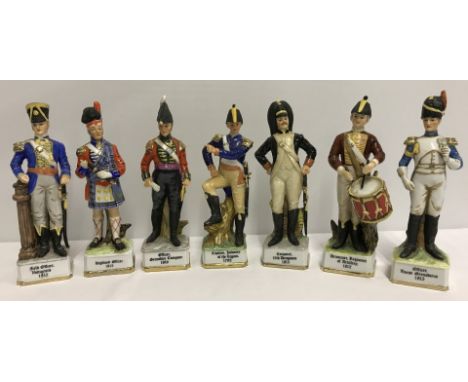7 ceramic Napoleonic soldier figurines. From regiments dating from 1795-1819. Some a/f. 