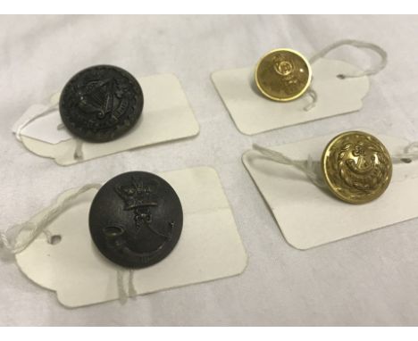 4 Victorian Rifle and Light Infantry Regiment buttons. Comprising:- Highland Light Infantry, Oxfordshire Light Infantry, Roya
