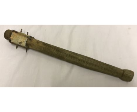 WWI British trench club with light wood handle dated 1918.  