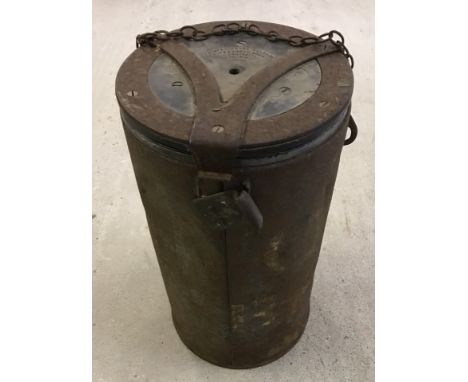A metal cased military field soup vacuum flask.  Approx. 36cm tall.