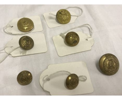 7 Victorian and later military buttons. To include Medical Staff Corps, and Victorian Army Staff 