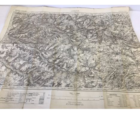 An original 1911 Ordnance Survey Map. Arras Sheet 7. Area of Arras. Scale 1:80,000.  Excellent condition very minor wear 