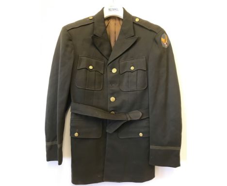 WWII dark green US Army Airforce pilots long type jacket.  