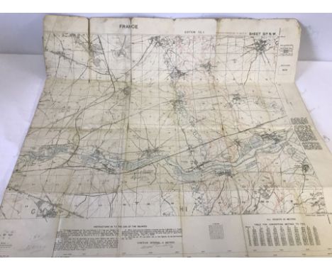 An original WW1 Trench map. France Sheet 51B N.W. Area of Arras. Scale 1:20,000. Trenches corrected to 20/11/1917 (post Battl