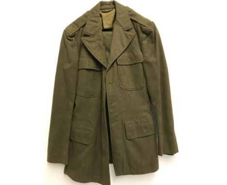 US Army long type jacket with matching trousers. No buttons. 