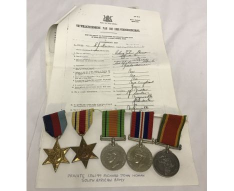 A WWII South African Campaign group to Pte Richard John Homan, South African Army.  