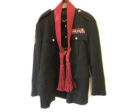 British Recruiting Sergeants uniform jacket, Parachute Regiment. With colour Sergeants sash. One button missing. 