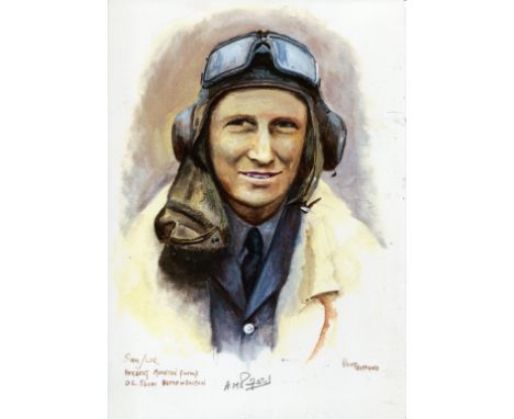 Battle of Britain. 8x12 inch print signed by 56 Squadron Battle of Britain pilot Sqn Ldr Herbert Pinfold. Good Condition. All