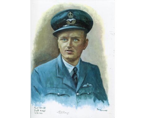 Battle of Britain. 8x12 inch print signed by 238 Squadron Battle of Britain pilot Officer Bob Kings. Good Condition. All auto