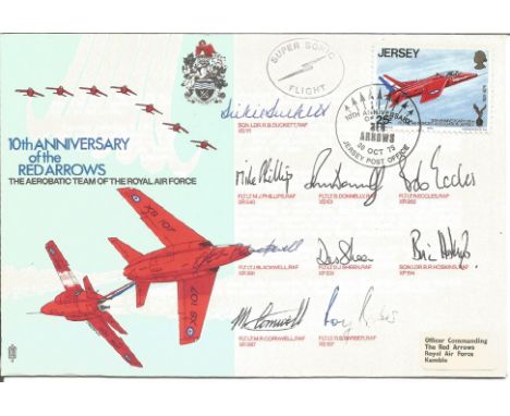 10th Anniversary of the Red Arrows multi signed FDC No. 243 of 3289. Signed Sqn Ldr R. B. Duckett, Flt Lt M. J. Phillips, Flt