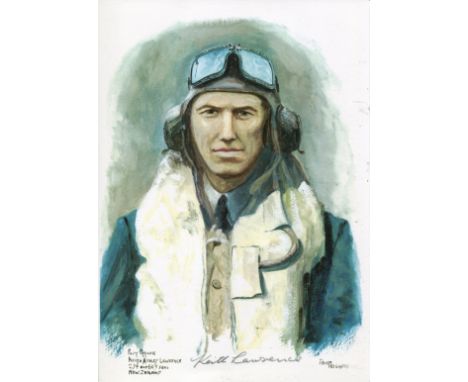 Battle of Britain. 8x12 inch print signed by 234 &amp; 603 Squadron Battle of Britain pilot Officer Keith Lawrence. Good Cond