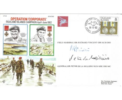 Operation Corporate Falkland Islands Campaign April - June 1982 signed FDC No. 92 of 500. Signed by Field Marshal Sir R. Vinc