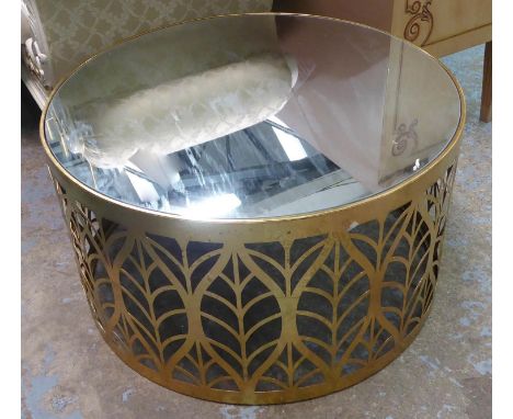 LOW TABLE, 1960's French style, gilt metal and glass, 41cm x 74cm diam. 