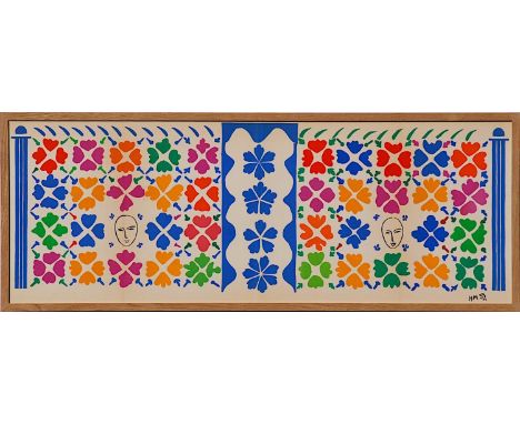 HENRI MATISSE 'Decoration Masques', signed in the plate, original lithograph from the 1954 edition after Matisse's cut outs, 