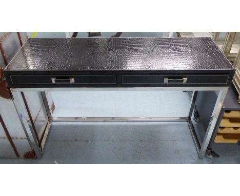 CONSOLE TABLE, faux crocodile finish, with two drawers, 111cm x 36cm x 71cm. 