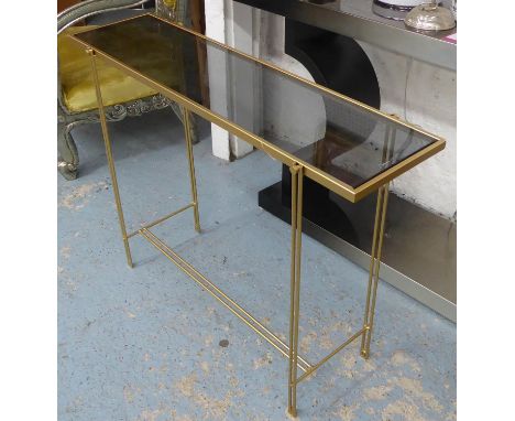 CONSOLE TABLE, 1960's French style, gilt metal and glass, 102cm x 29cm x 74cm. 