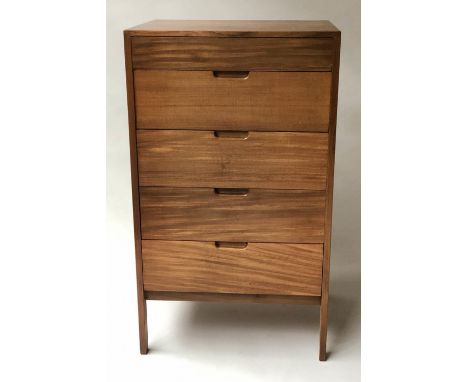TALL CHEST, 1970's teak with five drawers on tapering supports, 63cm x 51cm x 109cm H. 