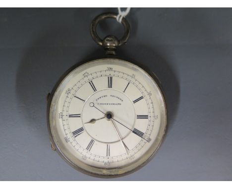 A silver hallmarked centre seconds chronograph pocket watch - Chester 1901 - Total weight approx. 5.45 troy oz - 5.6cm x 1.6c