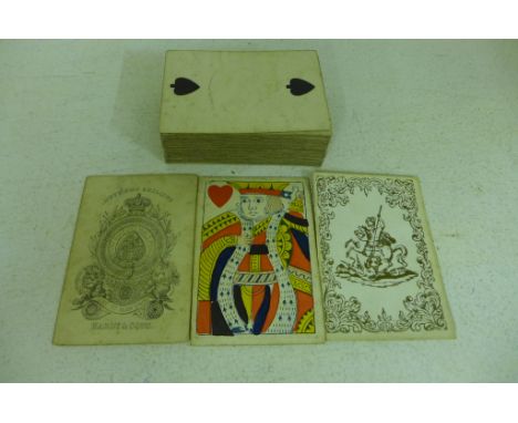 Hardy and Sons Playing Cards - duty one shilling 1828 - printed with George and Dragon on reverse 51/52
Condition report: Ace
