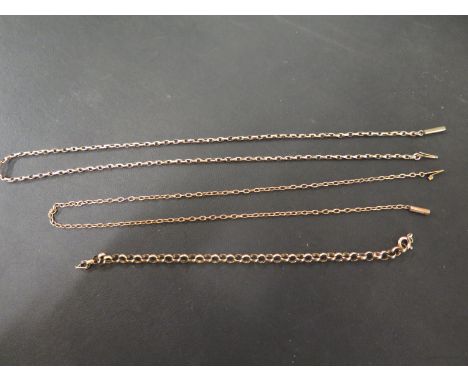 Two belcher links chains and a belcher-link bracelet - All with marks or testing as 9ct gold - Length 46, 40 and 17cms - Tota