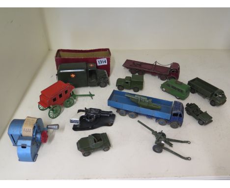 A collection of diecast toys including Dinky and Corgi, a Lone Star ticket machine, Lone Star pistol - 12 in total - all with