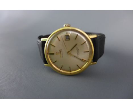 A 1980's Omega 9ct gold Seamaster de Ville Gentleman's wristwatch having filled stick markers and pencil hands with date aper