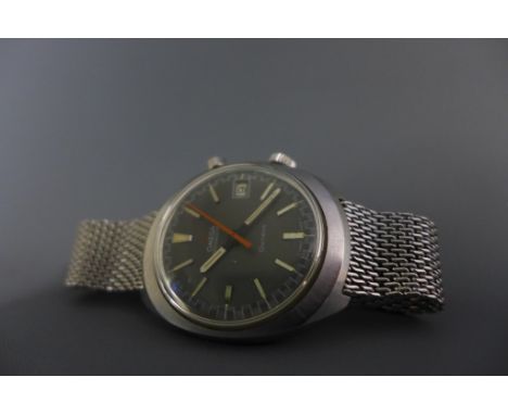 A late 1960's early 1970's Omega chronostop Gentleman's wristwatch - having grey dial with stick and coffin marker and pencil