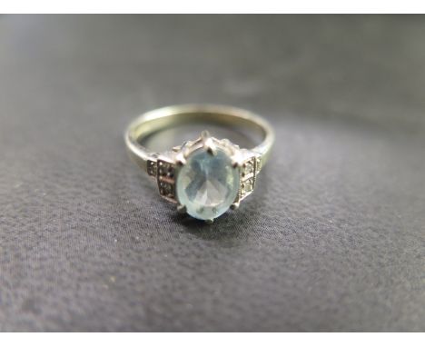 A 9ct white gold dress ring, set with three diamonds, size M - Weight approx. 2.5gms
Condition report: Minor scratches from u