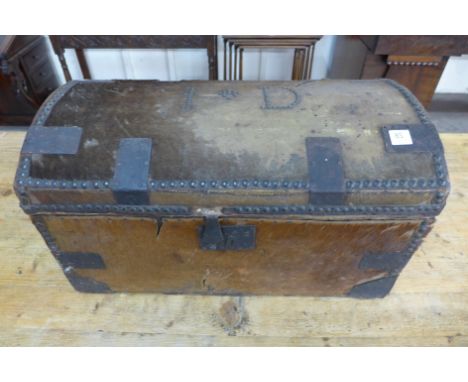 A late 18th Century pony skin dome top trunk