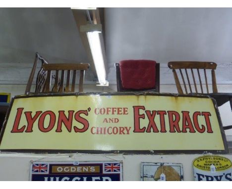 A Lyon's Coffee and Chicory Extract enamel advertising sign, 60 x 18".