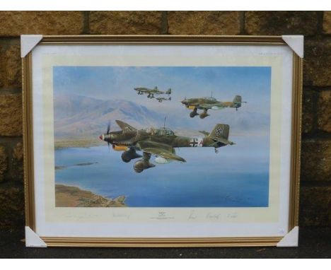 Robert Taylor limited edition print 99/1250 "Stuka" signed by various pilots. Published by the Military Gallery, Bath 1990.