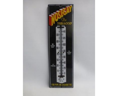 A Nosegay tobacco enamel thermometer in excellent condition, 7 x 24".