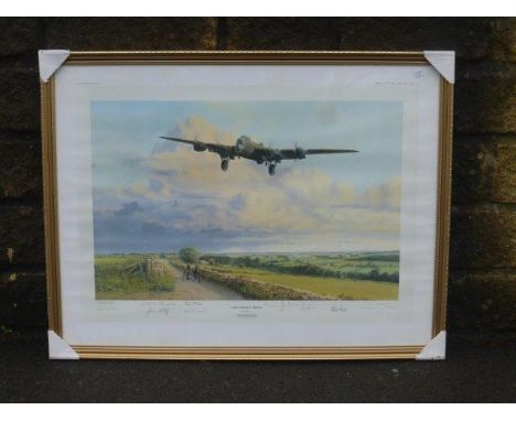 Robert Taylor rare signed limited edition print 798/1250 "Early Morning Arrival" Lancaster VR-A Bomber returns to RAF Colerne