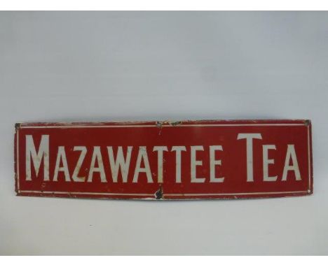 A small Mazawattee Tea rectangular enamel sign, 24 x 6".